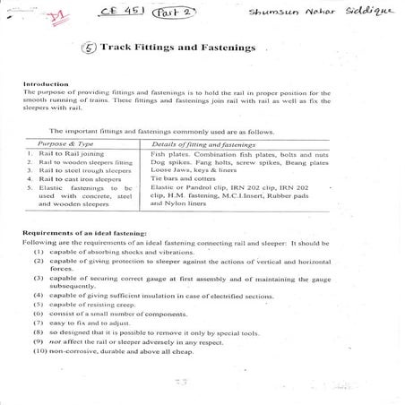 Ce 451 part 2 (track fitting & fastenings)