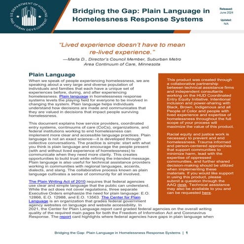 Department of Housing and Urban Development – CE Equity Bridging the ...
