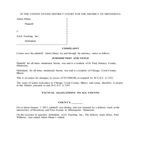 Complaint Sample | DOCX