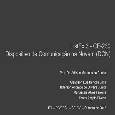 ITA CE-230 Lista de Exercício 3 - Apresentação