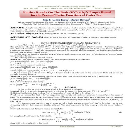 Further Results On The Basis Of Cauchy’s Proper Bound for the Zeros of Entire...