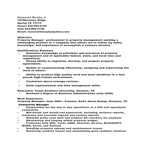 Property Manager. Resume | DOC