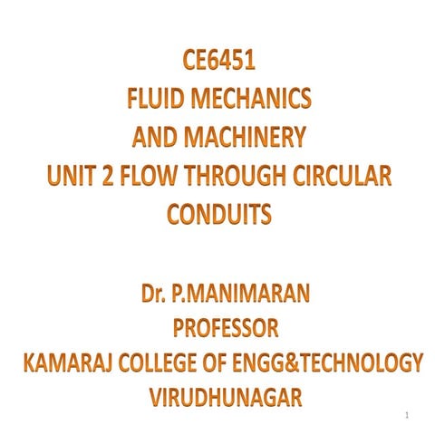 CE6451 Fluid Mechanics and Machinery Unit 2