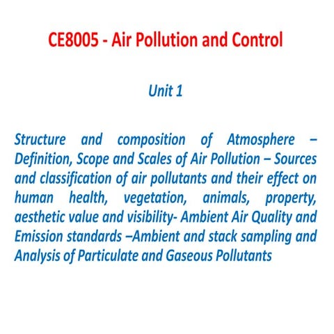 CE8005 Air Pollution and Control