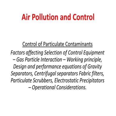 CE8005 Air Pollution and Control Unit 3