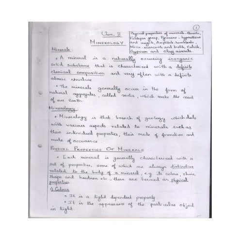 UNIT 2 ENGINEERING GEOLOGY WITH ANSWER KEY