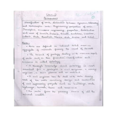 UNIT 3 ENGINEERING GEOLOGY WITH ANSWER KEY