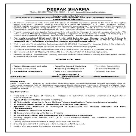 Deepak Sharma -Head Project sales and Regional Manager West India