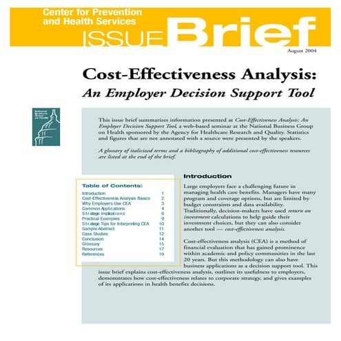 Cost Effectiveness Analysis in Health economics