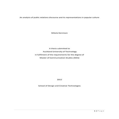 An analysis of public relations discourse and its representations in popular ...