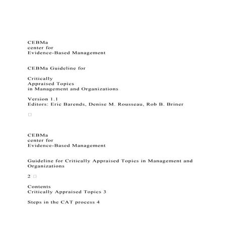 CEBMa center forEvidence-Based Management CEBMa G.docx