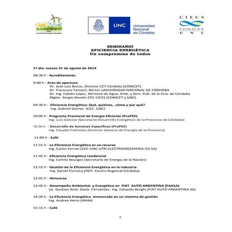 Seminario sobre Eficiencia Energética