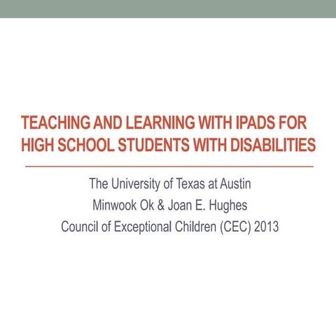 Teaching and learning with iPads for high school students with disabilities (...