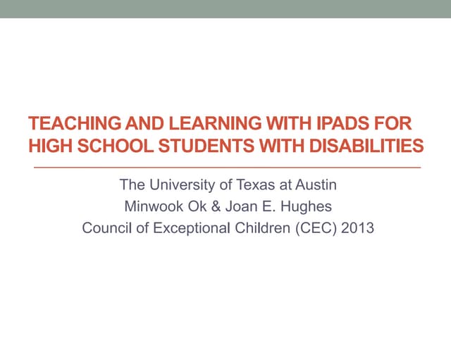 Teaching and learning with iPads for high school students with disabilities (...