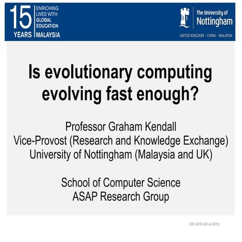 Congress on Evolutionary Computation (CEC 2016) - Plenary Talk