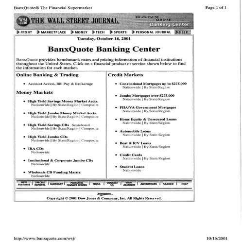 WSJ BanxQuote Banking Center