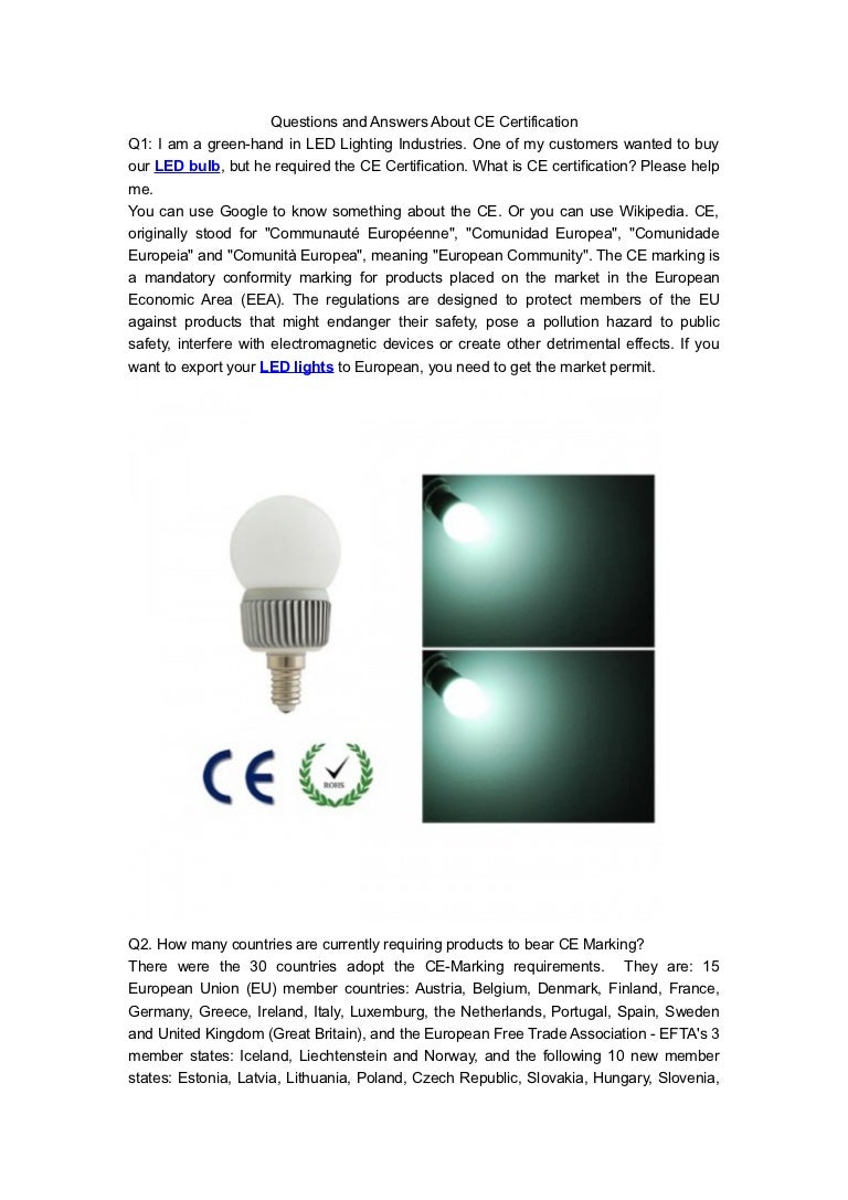 Ce certificate of led bulb
