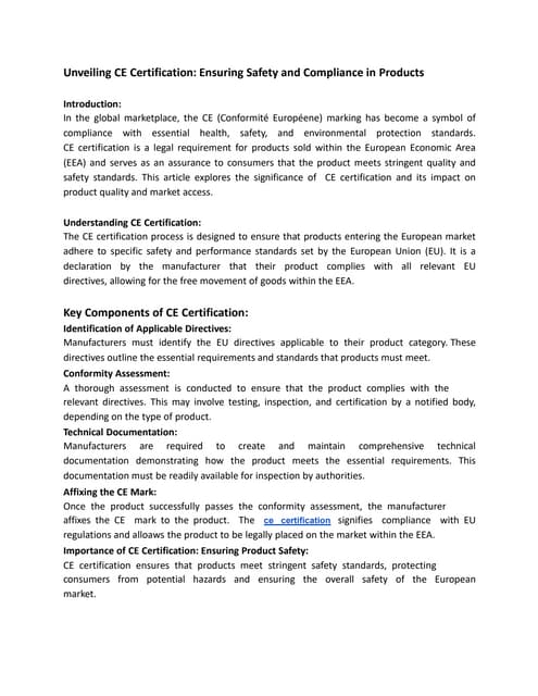 CE Certification India European Economic Area 12 ppt CE Certification India European Economic Area 12 ppt