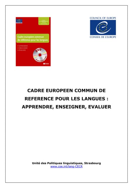 CECRL_CADRE EUROPEEN COMMUN DE REFERENCE POUR LES LANGUES