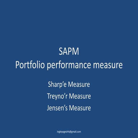 SAPM lecture 5Portfolio performance measure