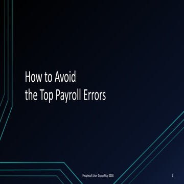 Cedar Day 2018 -  Avoid Top Payroll Errors