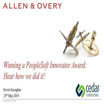 Cedar Day 2018 - Winning PeopleSoft Innovator - Kevin Gavaghan