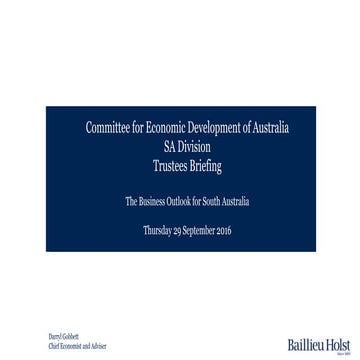 Economic Outlook for South Australian Business presentation to Ceda (SA) 