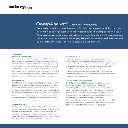 Salary.com CompAnalyst Suite | PDF