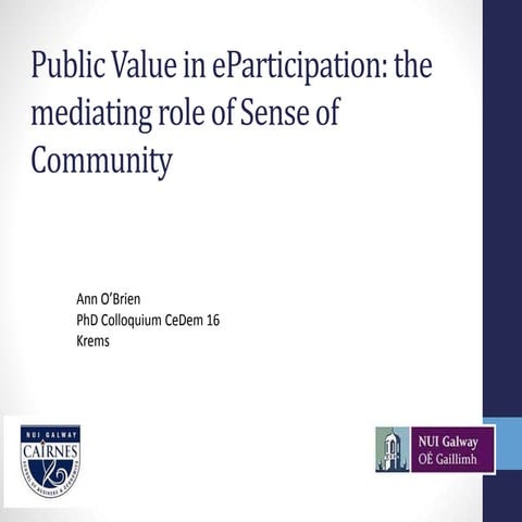 Public Value in eParticipation: the mediating role of Sense of Community