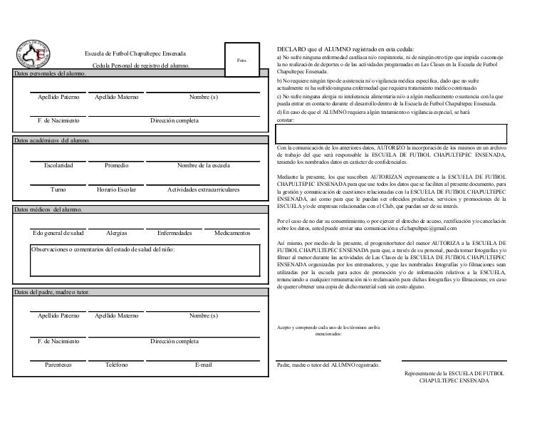 Cedula de Inscripcion