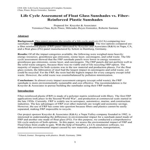 Kreysler & Associates LCA for RFP Sunshades