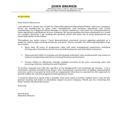 General Cover Letter LinkedIN