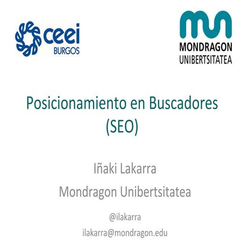 Curso Básico de SEO impartido por iñaki-Lakarra en CEEI Burgos