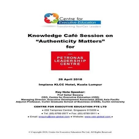 CEE Key Note Presentation on "Authenticity Matters: Developing Authentic Rela...