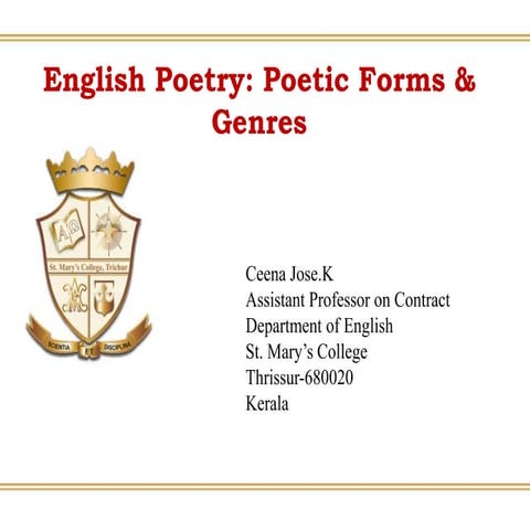 English Poetry: Poetic Forms & Genres