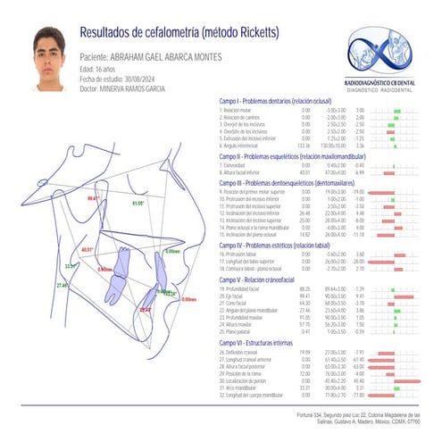 Cefalometria lateral (Ricketts) para el dx del paciente | PDF