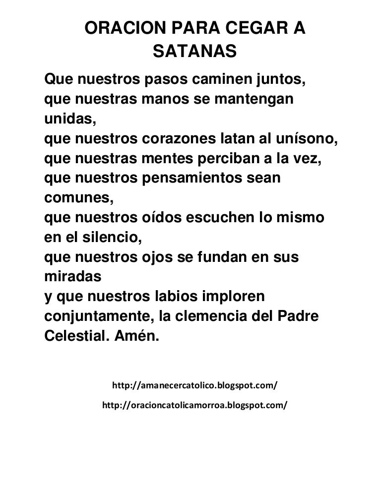 Cegar a Satanas oracion
