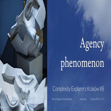 Agency phenomenon. Complexity Explorers Krakow #8