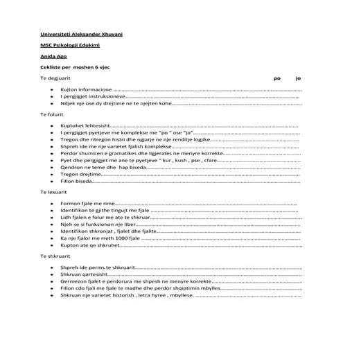 Cekliste per femije te moshes 6 vjec    