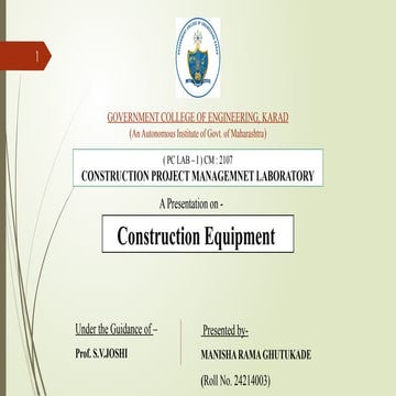 Heavy Construction Equipment Productivity | PPTX
