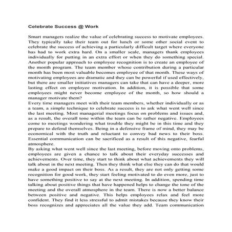 Celebrate success at work