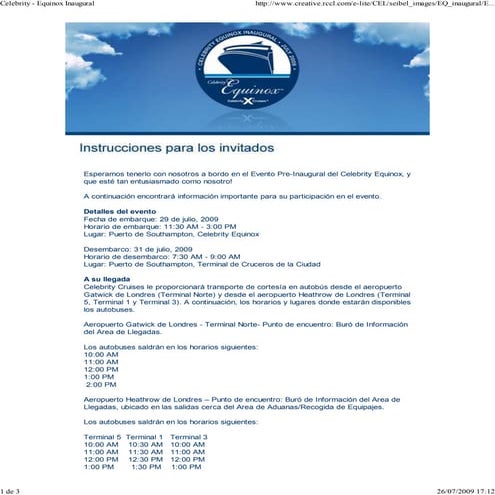 Celebrity   Equinox  Invitación Inaugural