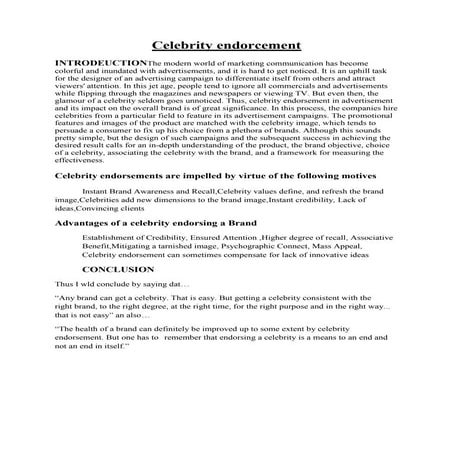 Celebrity endorcement