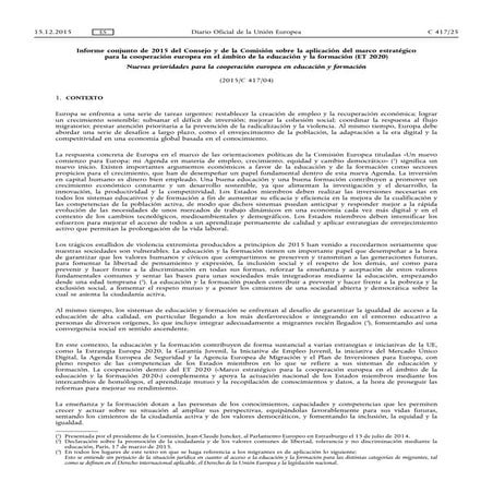 Nuevas prioridades para la cooperación europea en educación y formación