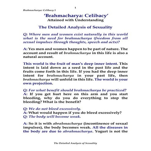 Celibacy 1 - The Detailed Analysis of Sexuality
