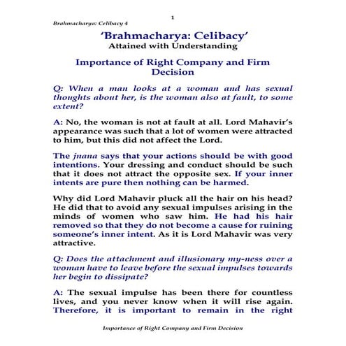 Celibacy 4 - Right Company and Firm Decision