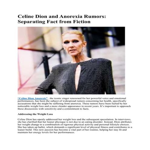 Celine Dion and Anorexia Rumors: Separating Fact from Fiction