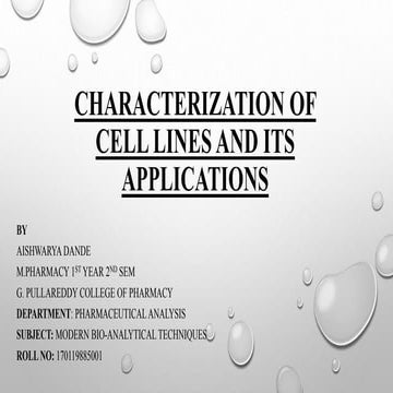 CHARACTERISATION OF CELLS LINES