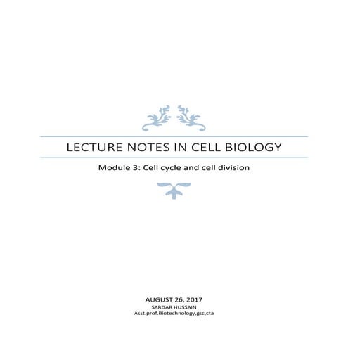 Cell cycle and cell division