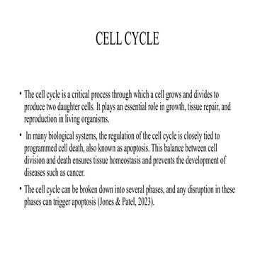 Cell cycle in relation to cell regulations and apoptosis | PPTX